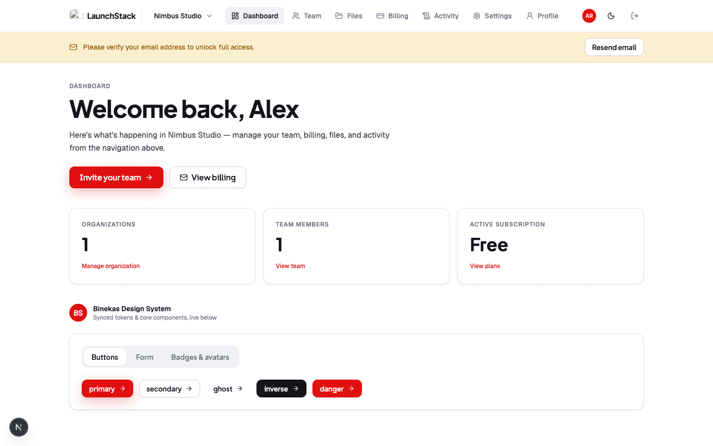 LaunchStack dashboard